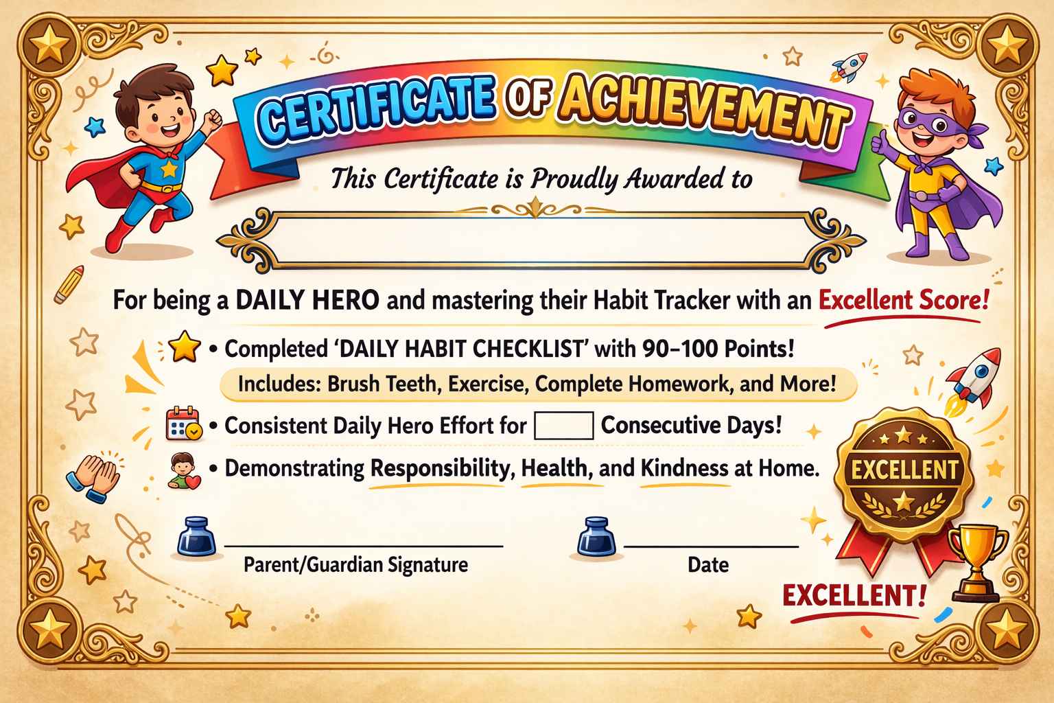 Good Habit Tracker Certificate Boy_universepdf